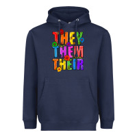 Navy They Them Their Pride LGBTQ Heavyweight Hoodie - BundleAndBundleShop