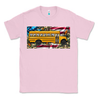 Bubblegum Pink school bus camouflage american flag license plate Classic Tee - Artiststas