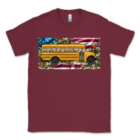 Burgundy school bus camouflage american flag license plate Classic Tee - Artiststas