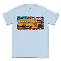 Dusty Blue school bus camouflage american flag license plate Classic Tee - Artiststas