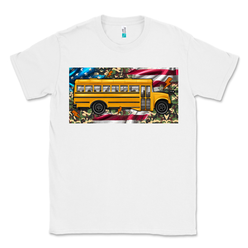 School Bus Camouflage American Flag License Plate Classic Tee by Artiststas | Teevron