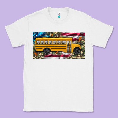 School Bus Camouflage American Flag License Plate Classic Tee Designed By Artiststas