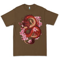 Cacao red dragon and sakura cherry blossoms Premium Tee - RanaPortraitStore