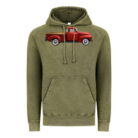 Vintage Olive western red truck right side view Vintage Hoodie - FaDigitalArtStudio