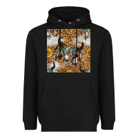 Black Western Bull Skull And Sunflowers With Leopard Seamless Pattern Heavyweight Hoodie - BundleAndBundleShop