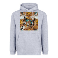 Heather Grey Western Bull Skull And Sunflowers With Leopard Seamless Pattern Heavyweight Hoodie - BundleAndBundleShop