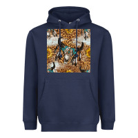 Navy Western Bull Skull And Sunflowers With Leopard Seamless Pattern Heavyweight Hoodie - BundleAndBundleShop