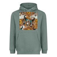 Sage Western Bull Skull And Sunflowers With Leopard Seamless Pattern Heavyweight Hoodie - BundleAndBundleShop