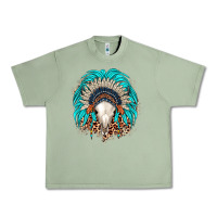 Oil Green bull skull indian headdress Urban Heavy Tee - JahusDesignShop
