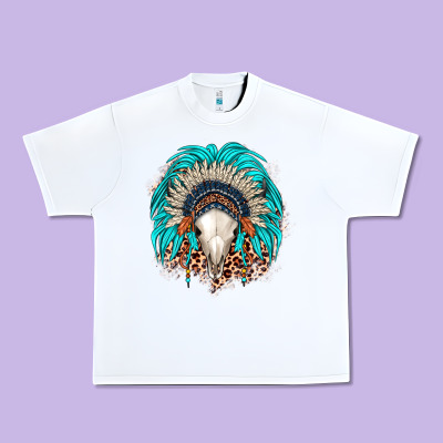 Bull Skull Indian Headdress Urban Heavy Tee Designed By Jahusdesignshop