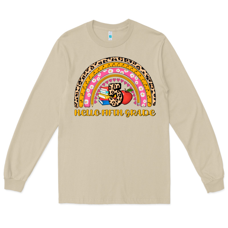 Back To School Rainbow Hello Fifth Grade Long Sleeve Tee by AdoDesignShop | Teevron