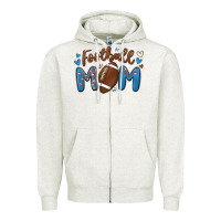 Oatmeal Heather football mom Zipper Hoodie - MaliasSmallBusiness