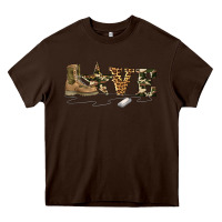 Chocolate Brown camouflage military boots love Heavy Core Tee - Artiststas