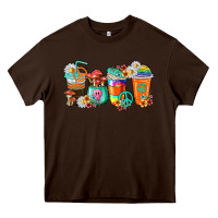 Chocolate Brown hippie coffee cups Heavy Core Tee - texasbilliewilder