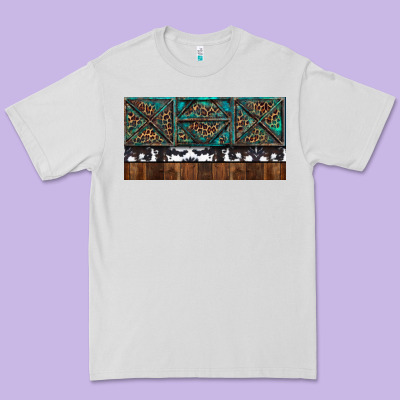Premium Tee Rusty Sunflowers with Cowhide and Turquoise