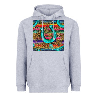 Heather Grey Western Horseshoe And Arrow With Leopard And Serape Seamless Pattern Heavyweight Hoodie - BundleAndBundleShop