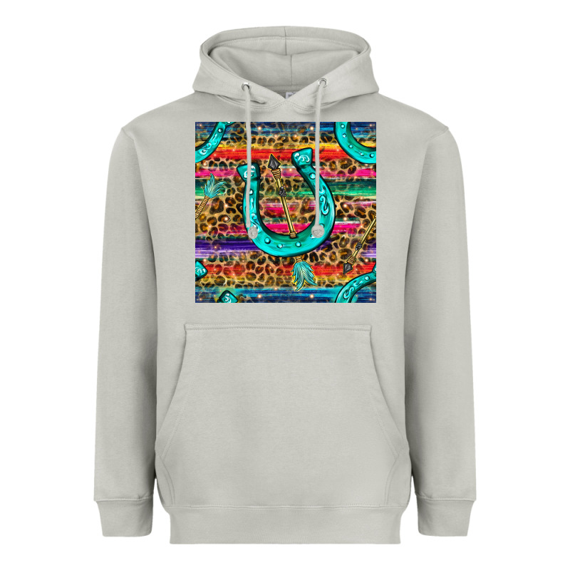 Western Horseshoe And Arrow With Leopard And Serape Seamless Pattern Heavyweight Hoodie by BundleAndBundleShop | Teevron