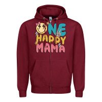 Burgundy one happy mama Zipper Hoodie - MaliasSmallBusiness