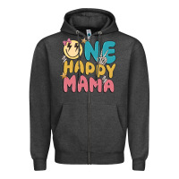 Charcoal Heather one happy mama Zipper Hoodie - MaliasSmallBusiness