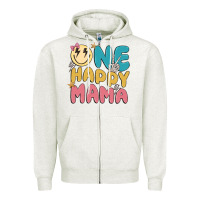 Oatmeal Heather one happy mama Zipper Hoodie - MaliasSmallBusiness