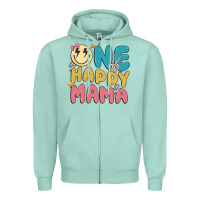 Seafoam one happy mama Zipper Hoodie - MaliasSmallBusiness