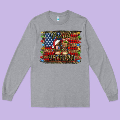Proud Veteran Christmas Army Long Sleeve Tee Designed By Jasminsmagicworld