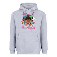 Heather Grey Afro Bantu Knots Hairstyles Messy Bun With Clasp Bbs Heavyweight Hoodie - BundleAndBundleShop