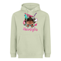 Matcha Afro Bantu Knots Hairstyles Messy Bun With Clasp Bbs Heavyweight Hoodie - BundleAndBundleShop