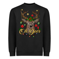 Black oh deer Christmas Heavyweight Sweatshirt - BundleAndBundleShop