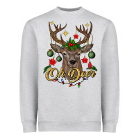 Heather Grey oh deer Christmas Heavyweight Sweatshirt - BundleAndBundleShop