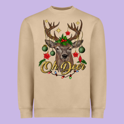 Oh Deer Christmas Heavyweight Sweatshirt Designed By Bundleandbundleshop
