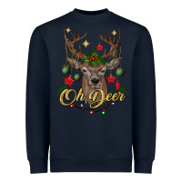 Navy oh deer Christmas Heavyweight Sweatshirt - BundleAndBundleShop
