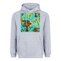 Wooden Signboard And Gamping Map Seamless Pattern Heavyweight Hoodie | Teevron