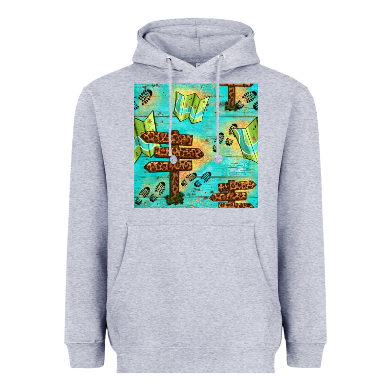 Wooden Signboard And Gamping Map Seamless Pattern Heavyweight Hoodie by BundleAndBundleShop | Teevron