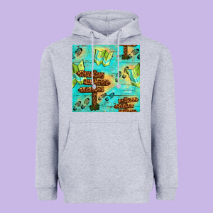 Wooden Signboard And Gamping Map Seamless Pattern Heavyweight Hoodie Designed By Bundleandbundleshop