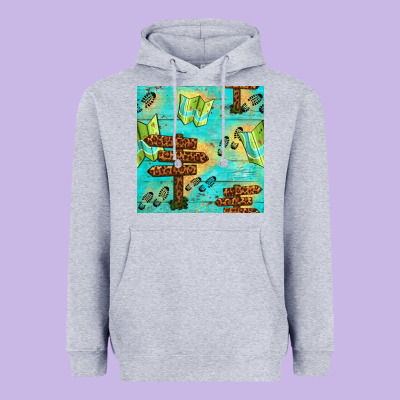Wooden Signboard And Gamping Map Seamless Pattern Heavyweight Hoodie Designed By Bundleandbundleshop