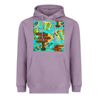 Lavender Wooden Signboard And Gamping Map Seamless Pattern Heavyweight Hoodie - BundleAndBundleShop