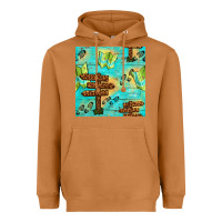 Meerkat Wooden Signboard And Gamping Map Seamless Pattern Heavyweight Hoodie - BundleAndBundleShop