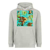 Moon Dust Wooden Signboard And Gamping Map Seamless Pattern Heavyweight Hoodie - BundleAndBundleShop