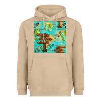 Mushroom Wooden Signboard And Gamping Map Seamless Pattern Heavyweight Hoodie - BundleAndBundleShop