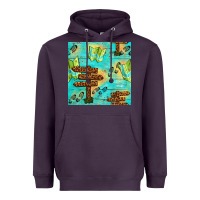 Plum Wooden Signboard And Gamping Map Seamless Pattern Heavyweight Hoodie - BundleAndBundleShop