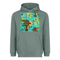 Sage Wooden Signboard And Gamping Map Seamless Pattern Heavyweight Hoodie - BundleAndBundleShop