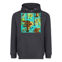 Smoke Wooden Signboard And Gamping Map Seamless Pattern Heavyweight Hoodie - BundleAndBundleShop