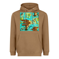 Toasted Coconut Wooden Signboard And Gamping Map Seamless Pattern Heavyweight Hoodie - BundleAndBundleShop