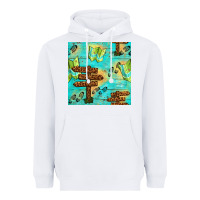 White Wooden Signboard And Gamping Map Seamless Pattern Heavyweight Hoodie - BundleAndBundleShop