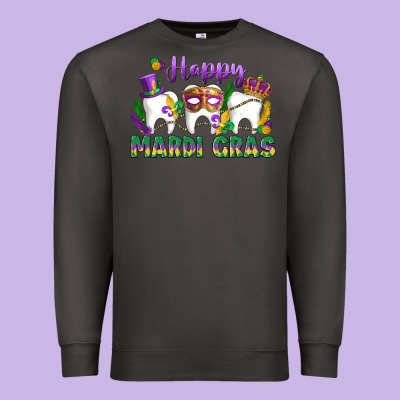 Mardi Gras Celebration With Teeth Premium Sweatshirt Designed By Lillyallendesigns