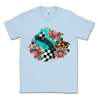 Dusty Blue race sunflower patches Classic Tee - AdoDesignShop