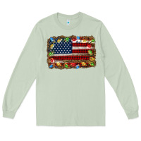 Matcha christmas american flag background Long Sleeve Tee - Jasminsmagicworld