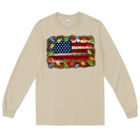 Mushroom christmas american flag background Long Sleeve Tee - Jasminsmagicworld