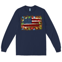 Navy christmas american flag background Long Sleeve Tee - Jasminsmagicworld
